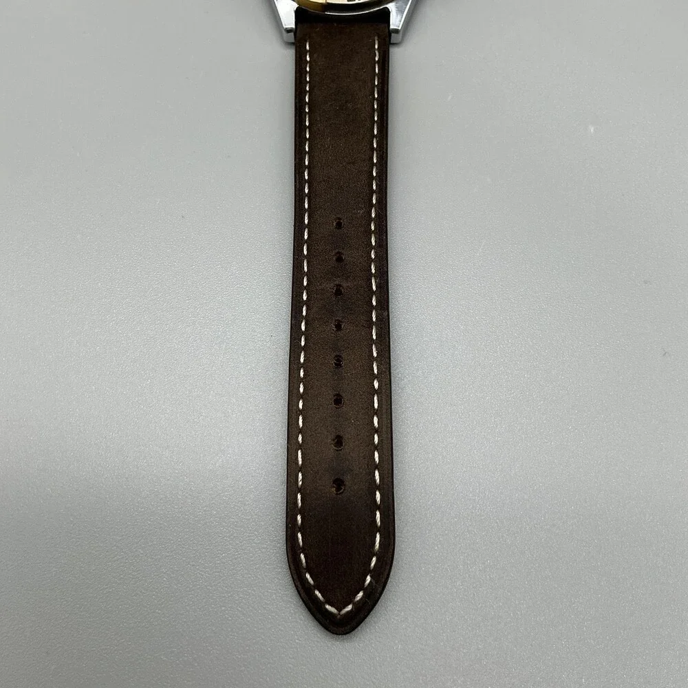 Freestyle Mens Watch 40mm White Dial Brown Leather Rotating Bezel New Battery
